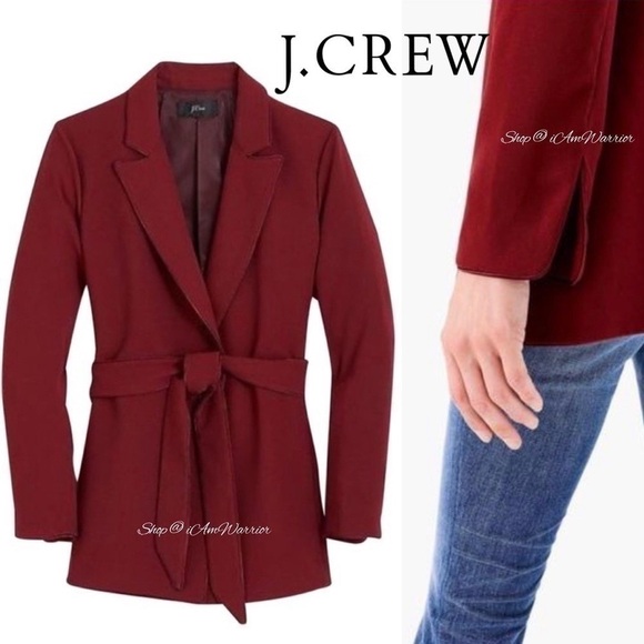 J.Crew NWOT burgundy 365 crepe tie waist wrap blazer *shop@iamwarrior - Picture 4 of 11
